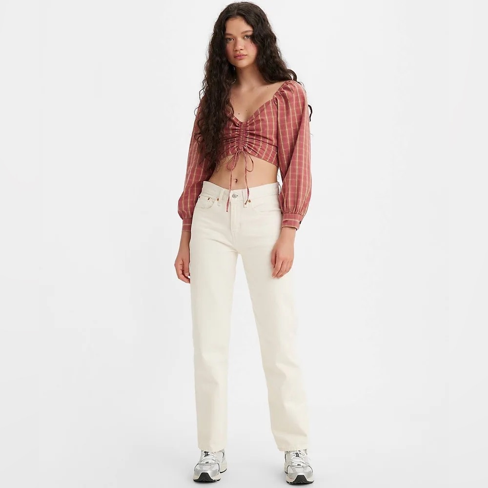 Levi's Women's Straight Leg Cream Jeans (Condition: Fair - See Photos)
